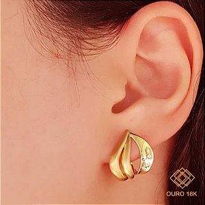 Brinco Meia Argola Ondas Bold Ouro 18k