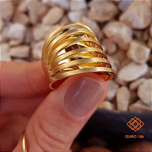 Anel Bold Aros Ouro 18k