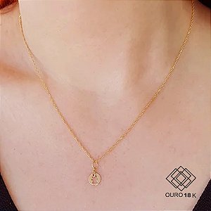 Pingente Menina Ouro 18k Zircônia
