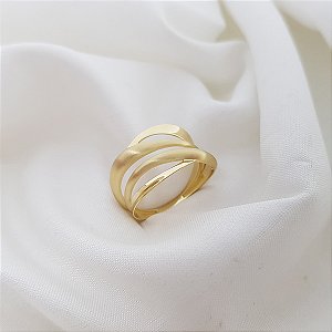 Anel Bold Ondas Ouro 18k - Coleção Essenza