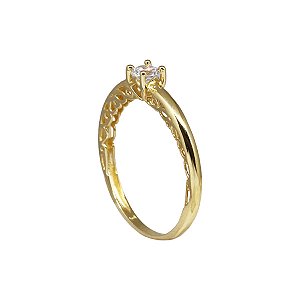 Anel Solitário Ouro 18k Zircônias