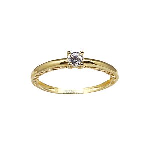 Anel Solitário Ouro 18k Zircônias