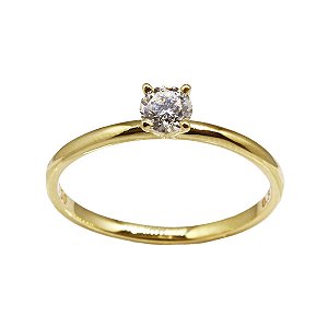 Anel Solitário em Ouro 18k e Moissanite