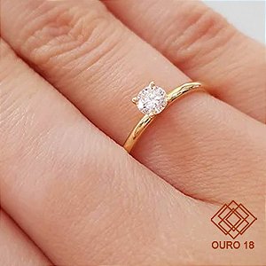 Anel Solitário Ouro 18k - Diamante 30 Pts Cultivado