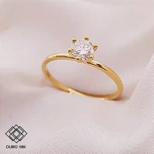 Anel Solitário Ouro 18k - Diamante 50 Pts Cultivado