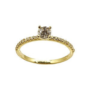 Anel Solitário Ouro 18k - Diamante Laboratório 50 Pts