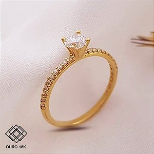 Anel Solitário Ouro 18k - Diamante 50 Pts Cultivado