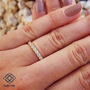 Anel Aparador Ouro 18k Diamante Cultivado 5 pts