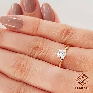 Anel Solitário Ouro 18k - Diamante 70 Pts Cultivado