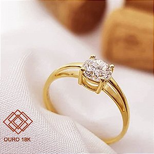 Anel Solitário Ouro 18k - Diamante 70 Pts Cultivado