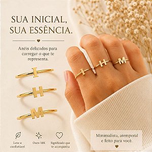 Anel Letra Ouro 18k - Personalize
