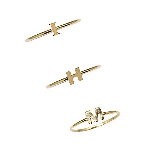 Anel Letra Ouro 18k - Personalize