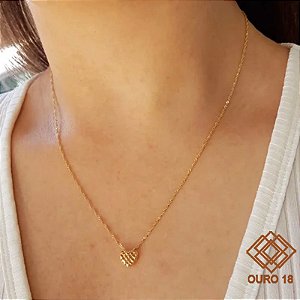 Kit Cordão + Pingente Coração Ouro 18k
