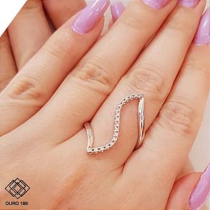 Anel Z Ouro 18k Branco - Diamante Laboratório 15pts