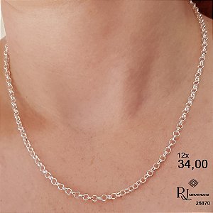 Cordão Elo Português Prata 925- 45cm