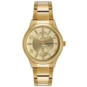 Relógio Mondaine Feminino Cristais Dourado