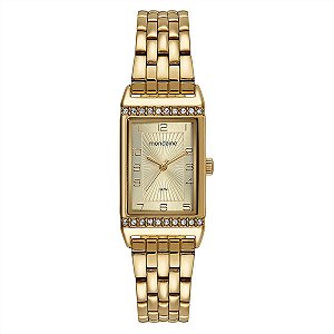 Relógio Mondaine Feminino  Quadrado Social Dourado