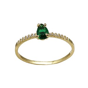 Anel Solitário Ouro 18k Zircônias
