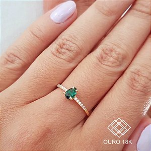 Anel Solitário Ouro 18k Zircônias