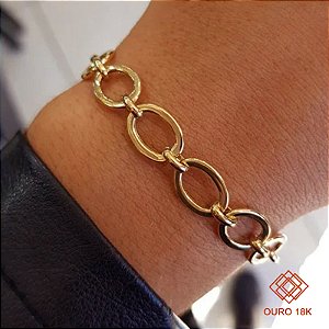 Pulseira Elos  Pingente Coração Ouro 18k