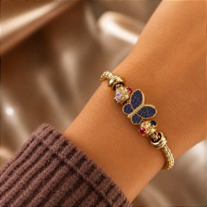 Pulseira Berloque Borboleta Ouro 18k