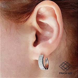 Brinco Argola Prata 925 Zircônias