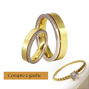 Par Alianças Casamento (COMPRE E GANHE) Ouro 18k Diamante- Personalize