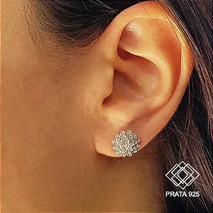 Brinco Chuveiro Flor Prata 925 Zircônias