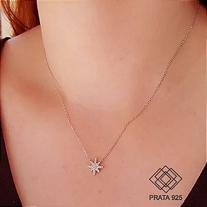 Gargantilha Estrela Prata 925 Zircônias