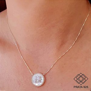Gargantilha Casal Prata 925 Madrepérola - Zircônias
