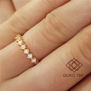 Anel Aparador Ouro 18K Zircônia