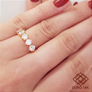 Anel Aparador Ouro 18K Zircônia