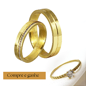 Par Alianças Casamento (COMPRE E GANHE) Ouro 18k Diamante- Personalize