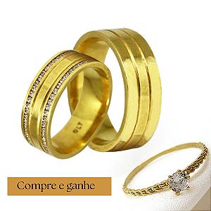 Par Alianças Casamento (COMPRE E GANHE)  Ouro 18k Diamante- Personalize