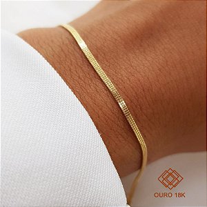 Pulseira Veneziana Tripla Ouro 18k