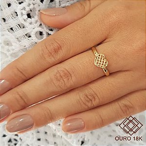 Anel Coração Diamantado Ouro 18k