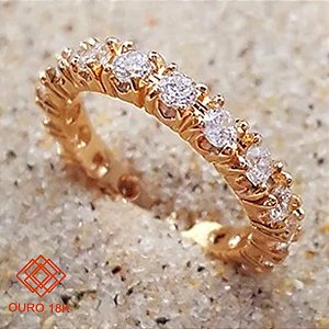 Anel Aparador Inteiro Ouro 18K Zircônia