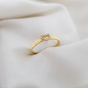 Anel Coração Vazado Ouro 18k Zircônias