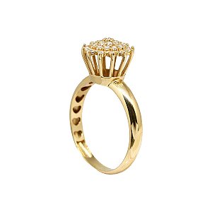 Anel Chuveiro Rainha Ouro 18k Zircônias