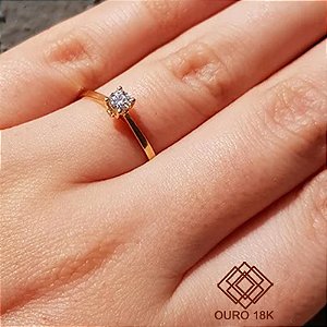 Anel Solitário Ouro 18k Brilhante Moissanite 30Pts