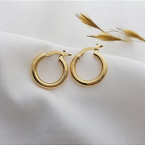 Brinco Argola Tubo Ouro 18k