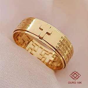 Anel Pai Nosso Ouro 18k