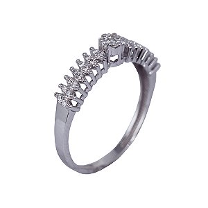 Anel Aparador Ouro Branco 18k Moissanite