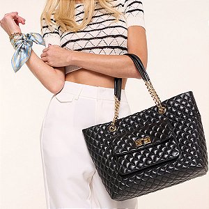 Bolsa Victor Hugo Maxi Tote Capitonê Black