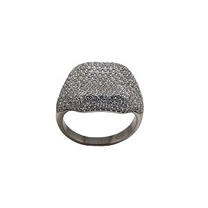 Anel Quadrado Prata 925 Zircônias