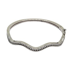 Bracelete Ondas Prata 925 Zircônias