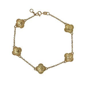 Pulseira Trevo Quatro Folhas Ouro 18k