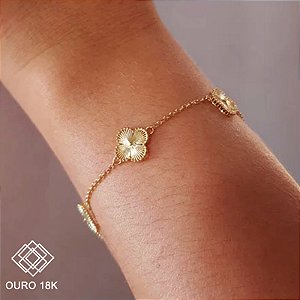 Pulseira Trevo Quatro Folhas Ouro 18k