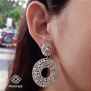 Brinco Pérola Prata 925 Zircônia