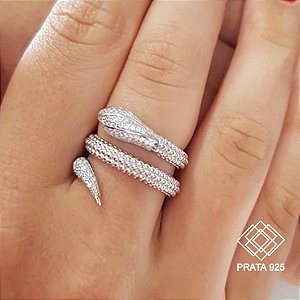 Anel Serpente Prata 925 Zircônias